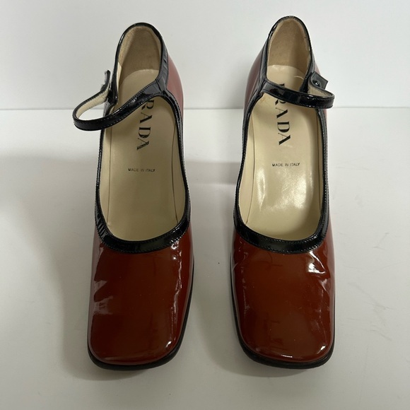 Prada Brown Patent Leather Mary Jane Block Heel - Picture 9 of 9